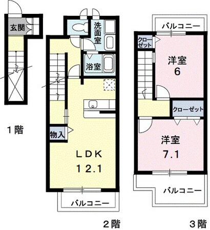 アスモみゆきⅠ番館の物件間取画像